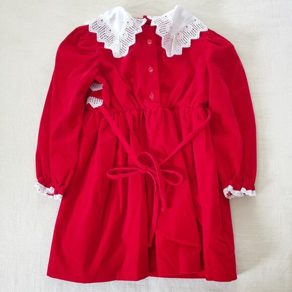 Vintage Evy Red Velvet Dress 4t - Picture 7 of 7